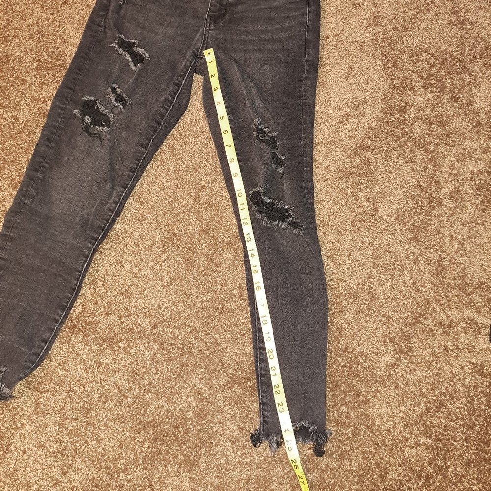 American Eagle Distressed High Rise Jegging Crop Jeans Sz 6 Next Level Stretch - Picture 6 of 9